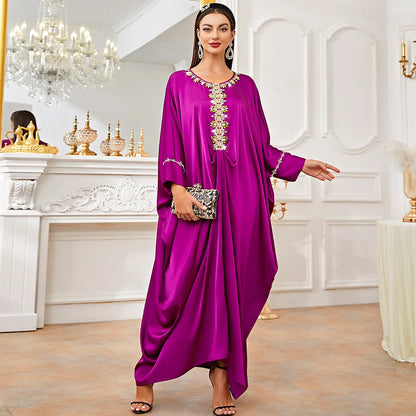 Uni Tassel Gradient Dubai Muslim Abaya For Woman O-Neck Elegant Casual Loose Moroccan Saudi Kebaya Fashion Party Dress 2024.