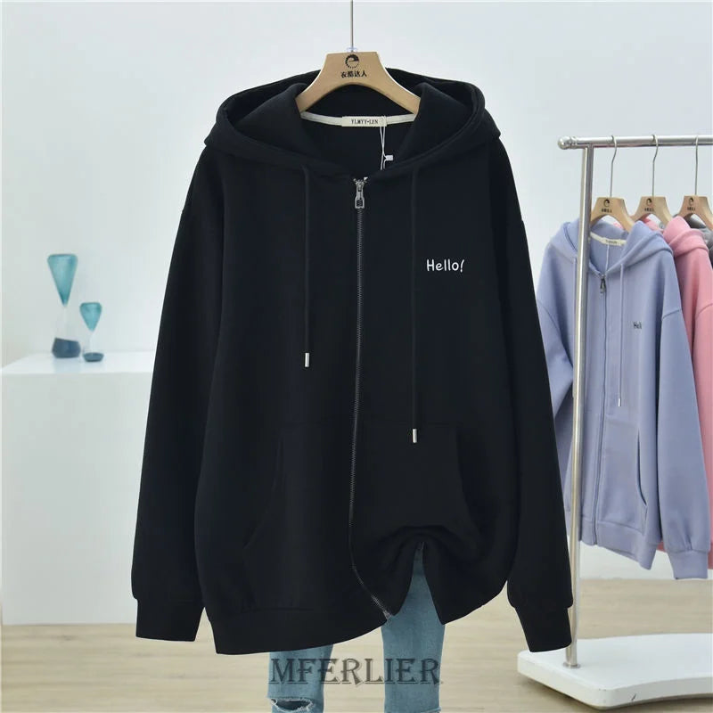 Plus Größe 5XL 150kg Herbst Dünne Jacke Mantel Frauen Hoodies Streetwear Harajuku Zipper Mantel Große Größe Frauen Kleidung.