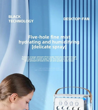 Portable Mini Fan 3 in 1 Cooler Home House LED USB Desk Bedroom Indoor Air Conditioner Humidifier Fans Summer Cool Living Room