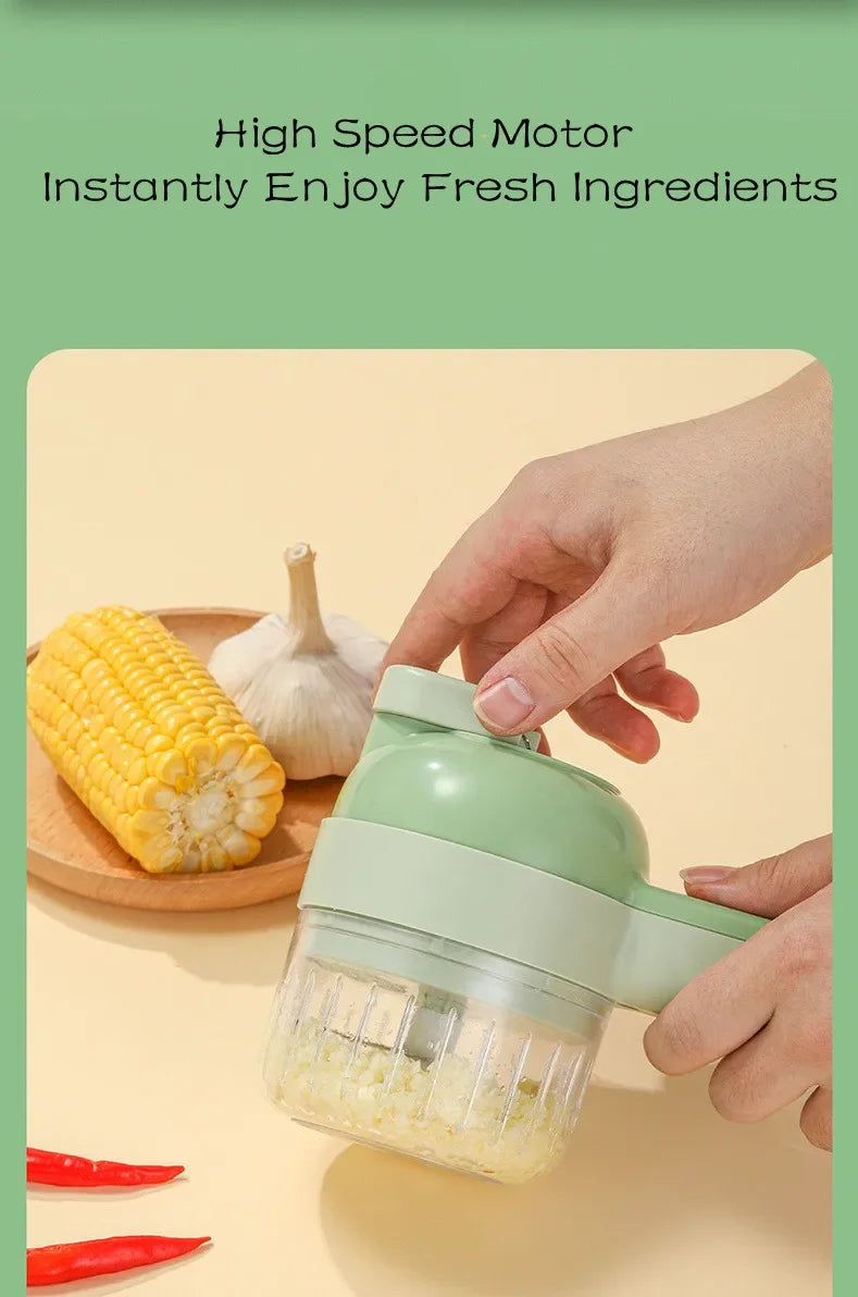 Electric Vegetable Cutter Set Handheld Wireless Electric Garlic Masher Food Chopper Meat Grinder Machine Food Peel Slice.