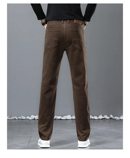 2024 herbst/Winter Neue männer Jeans Business Lose-Fit Gerade Bein Hohe Taille Baumwolle Casual Trendy hosen.