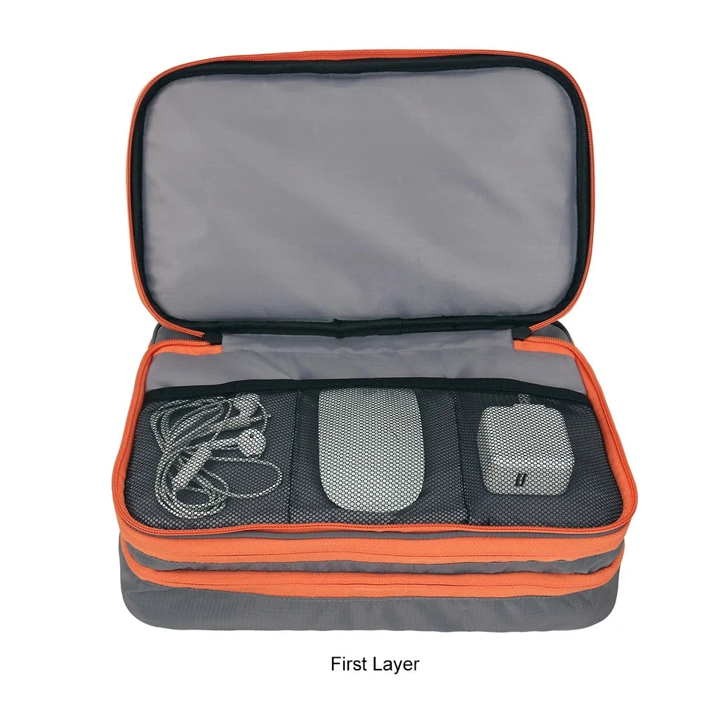 Multi Layer Cable Storage Bag, Electronic Accessories Organizer, Portable Travel Cable Organizer Case for iPad cable Charger.