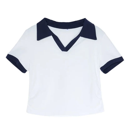 Korean College Style Half-length Shorts Floral Pants White Short-sleeved Set 2025 Versatile New Model Cotton V-neck T-shirt.