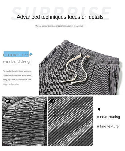 Summer Straight Pants Men's Loose Thin Section Drape Ice Silk Pants Wide Leg Sports Pants Casual Pants Fits 100kg.
