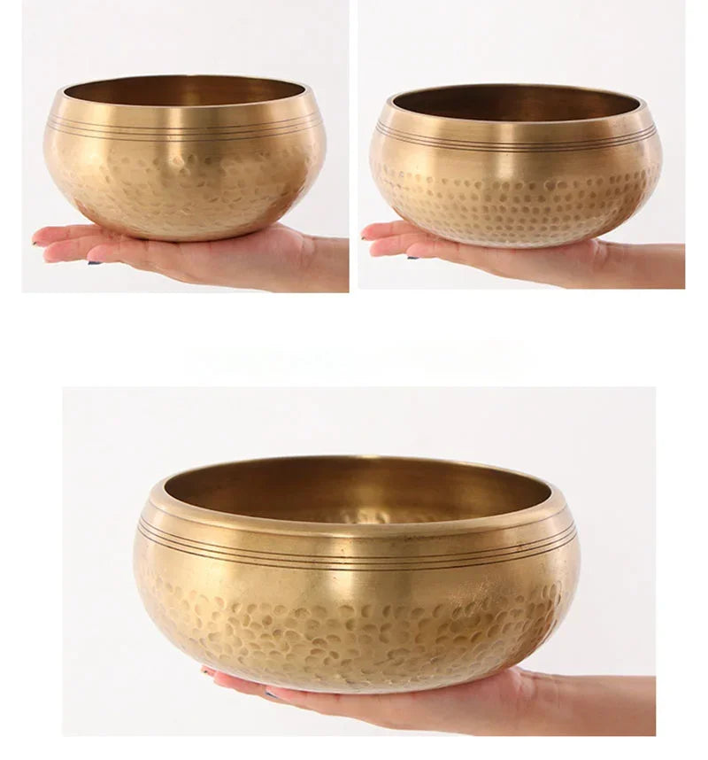 Authentic Handmade Tibet Singing Bowl Nepal Brass Meditation Sound Bowl for Yoga Chakra Healing Relaxation with Leather Striker.