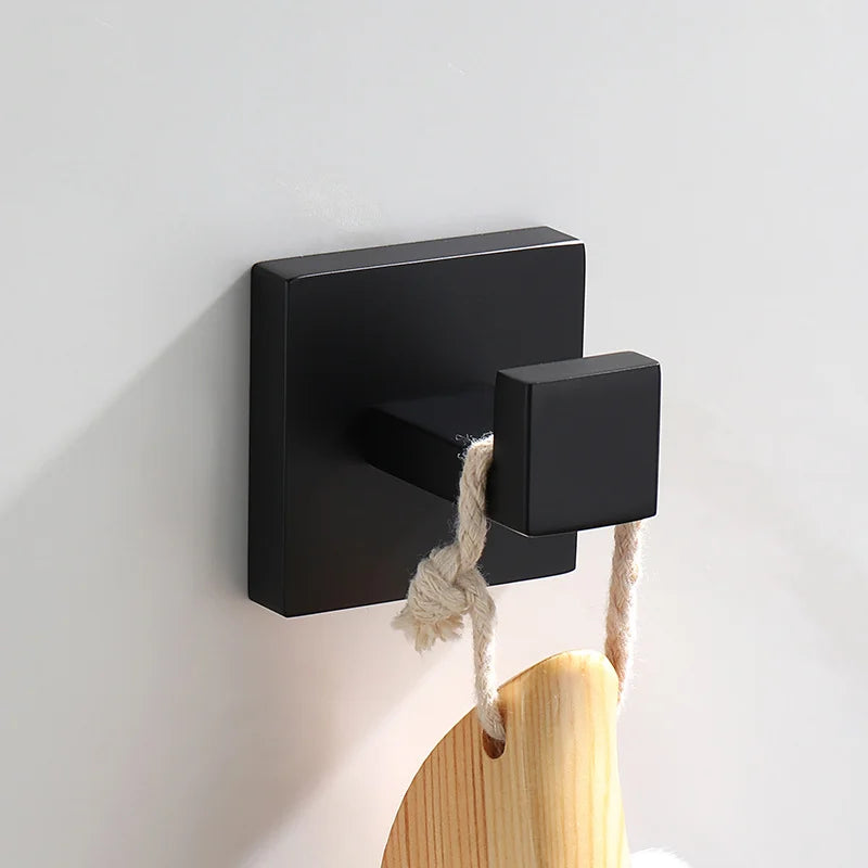 Schwarz Bad zubehör Edelstahl Set Wandre gal Handtuch halter Handtuch halter Taschentuch halter Kleider haken Toiletten bürste Anhänger