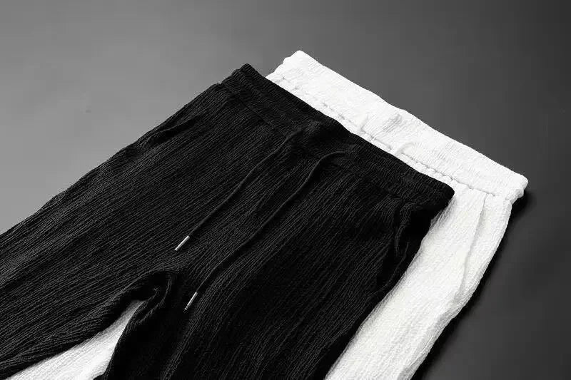 Summer Ultra-thin Five-piece Ice Silk Linen Suit Men's Cotton Linen 2-piece Set Loose-fit Mid-sleeve T-shirt Sports Wear.