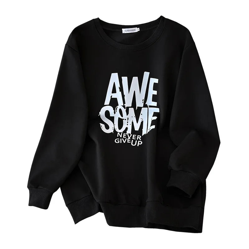 170kg plus size Damen büste Frühling Herbst Winter lose O-Neck Sweatshirt Langarm lässig Top 6xl 7xl 8xl 9xl 10xl 11xl.