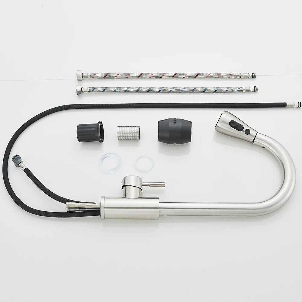 Kitchen Faucet Brushed Nickel Hot and Cold Water Faucet Kitchen Sink Faucet Pull-out Sprayer For Kitchen Sink Faucet