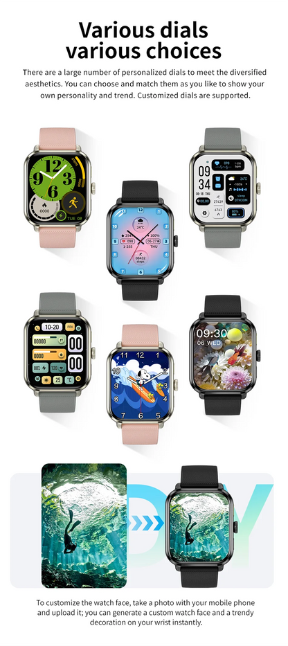 Smart Watch Women Man 1.85" HD Screen GPS Sport trajectory Heart Rate Health Watches Blood oxygen Men Smartwatch For Android IOS.