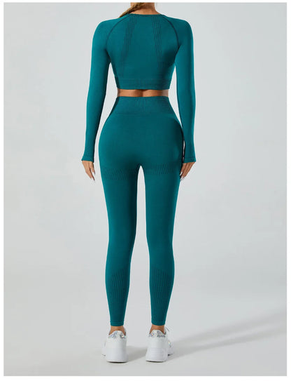 Seamless Cross-Border Running Sports Top Breathable Fitness Jacket Training Quick-Dry Outerwear Long Sleeve Yoga Wear For Women.