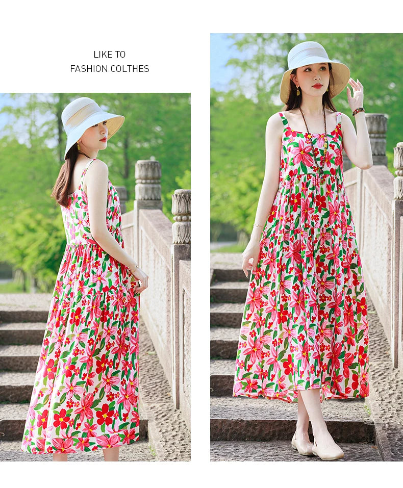 Neue Mode Lässig 2025, Sommer Elegante Kleider Für Frauen Oansatz Druck Vintage Ärmelloses Kleid Lose Frauen Kleidung.