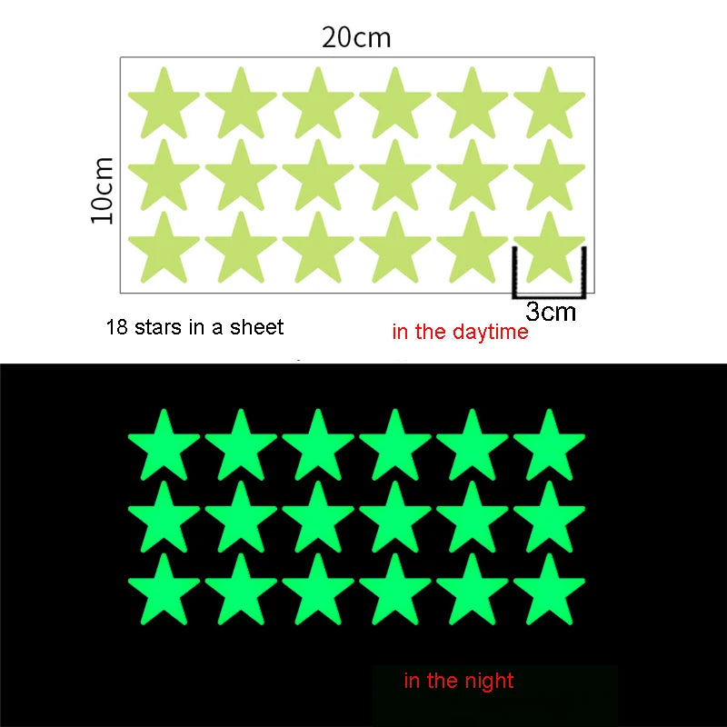 Glow Stickers Luminous In Darkness Fluorescent Star Wall Art 3D Home Decals For Kids Room Ceiling Switch Decoration.