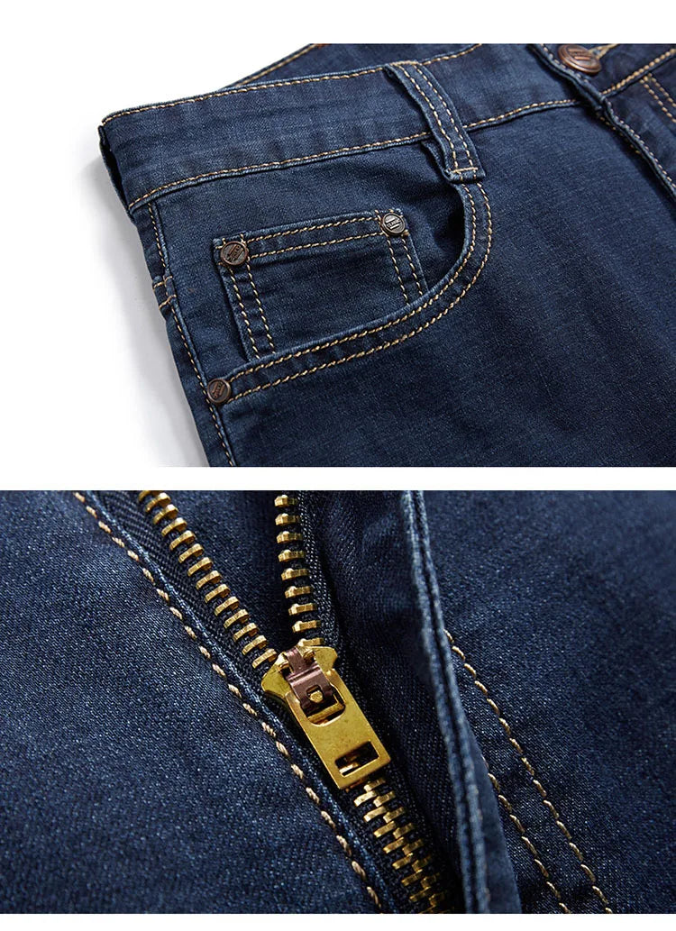 Übergroße Jeans für Herren 10XL (50 Zoll) – Stretchhose mit geradem Bein in Übergröße, Blau, große und große Streetwear, klassisches 5-Taschen-Design.