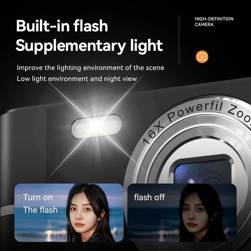 Xiaomi 4K Digital Camera 50MP 16X Student Camera Outdoor Anti-Shake Digital Video Camera Flash Video Recorder Small Video Camera.