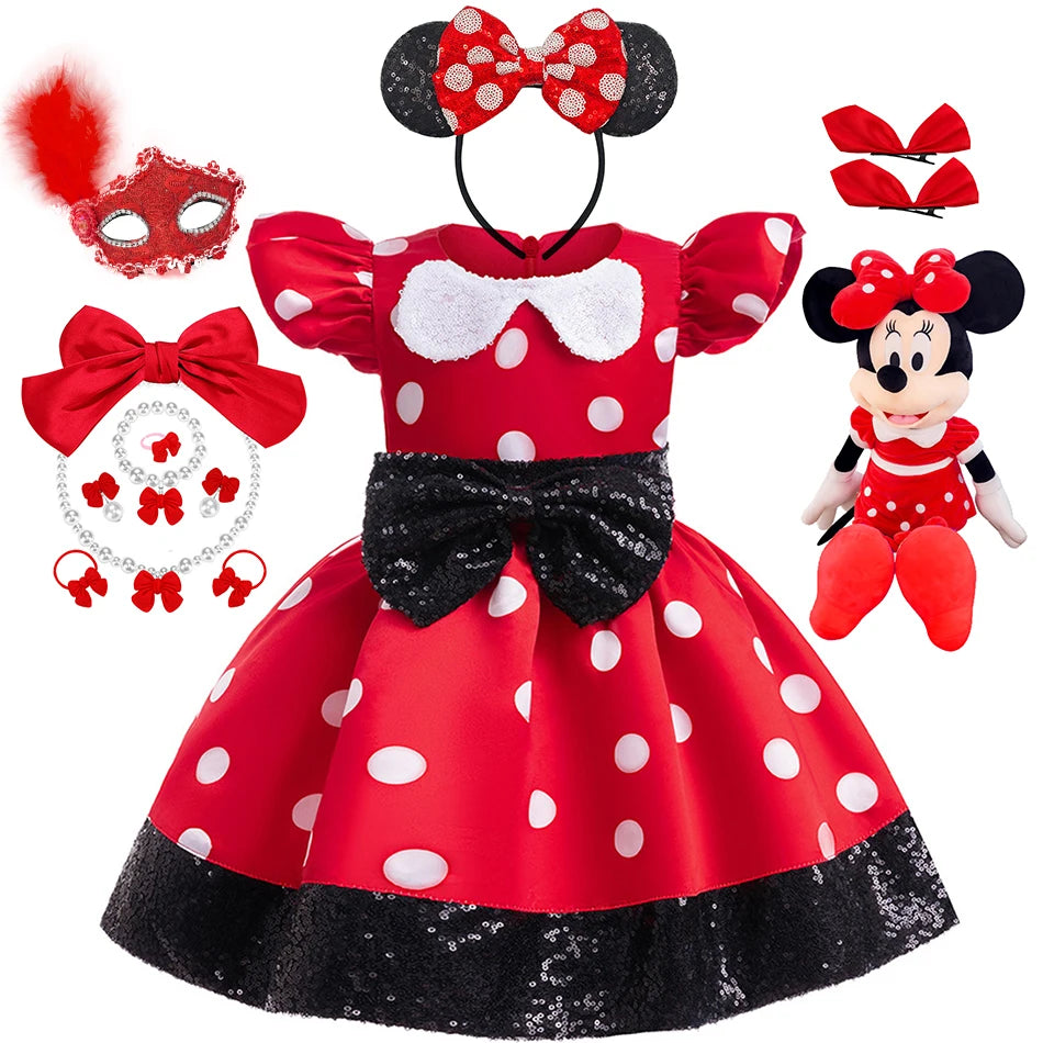 Disney Mickey Minnie Maus Polka Dot Cosplay Baby Mädchen Jungen Kostüm Kinder Maskerade Kleidung Kinder Halloween Karneval Kleid