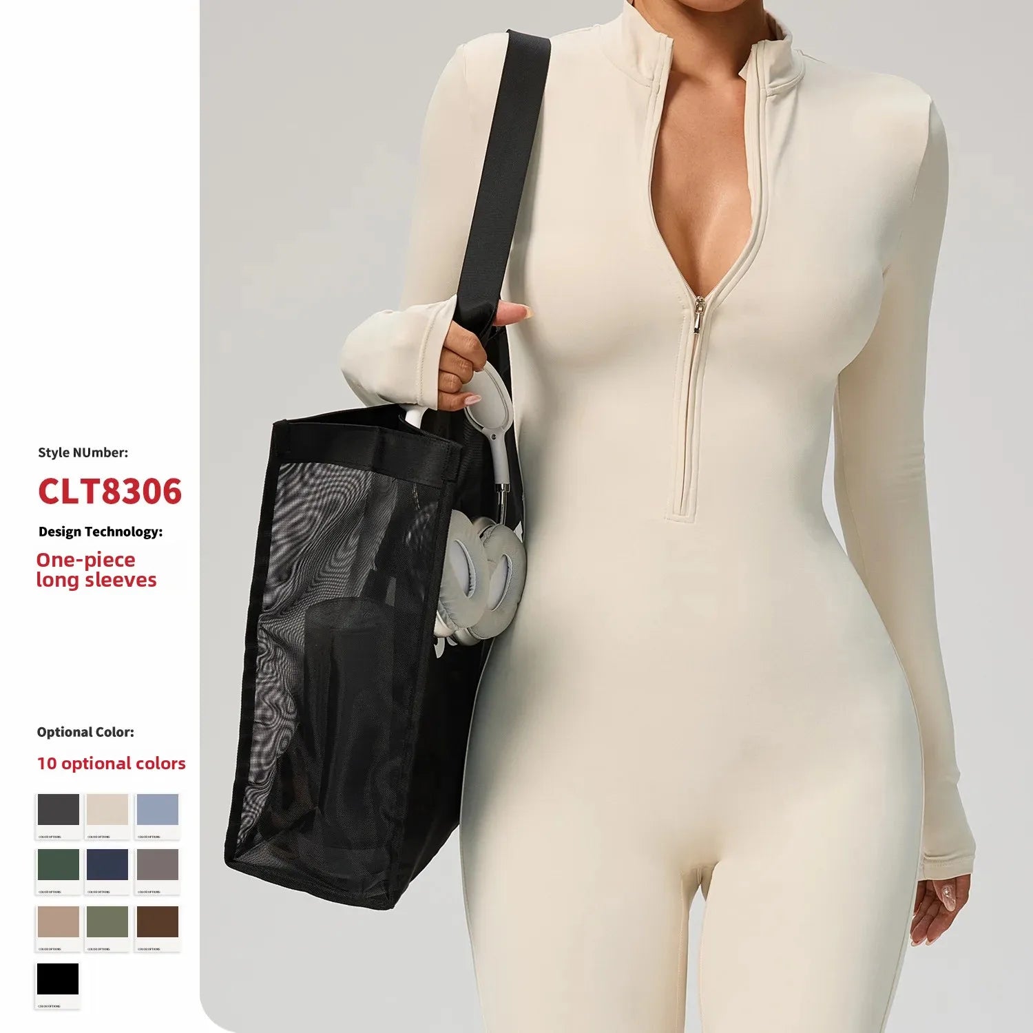 Tianyi High-Intensity Fitness Long-Sleeve Yoga Bodysuit Sensation Tight-Fitting Sportswear for Women Made in China.