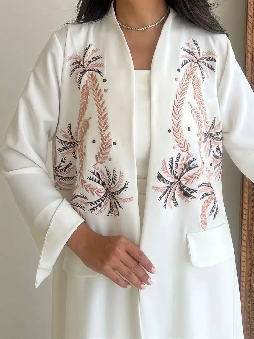Ramadan Eid Kebaya White Muslim Modest Kimono Women Clothing Abaya Damen Dubai Luxury Islam Kaftan Robe Longue Femme Musulman.