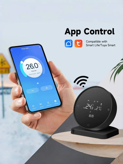 RKHK Tuya WiFi Smart Thermostat，RF Wireless Receiver Temperature Controller，For Water Gas Boiler Support Alexa and Google Home.