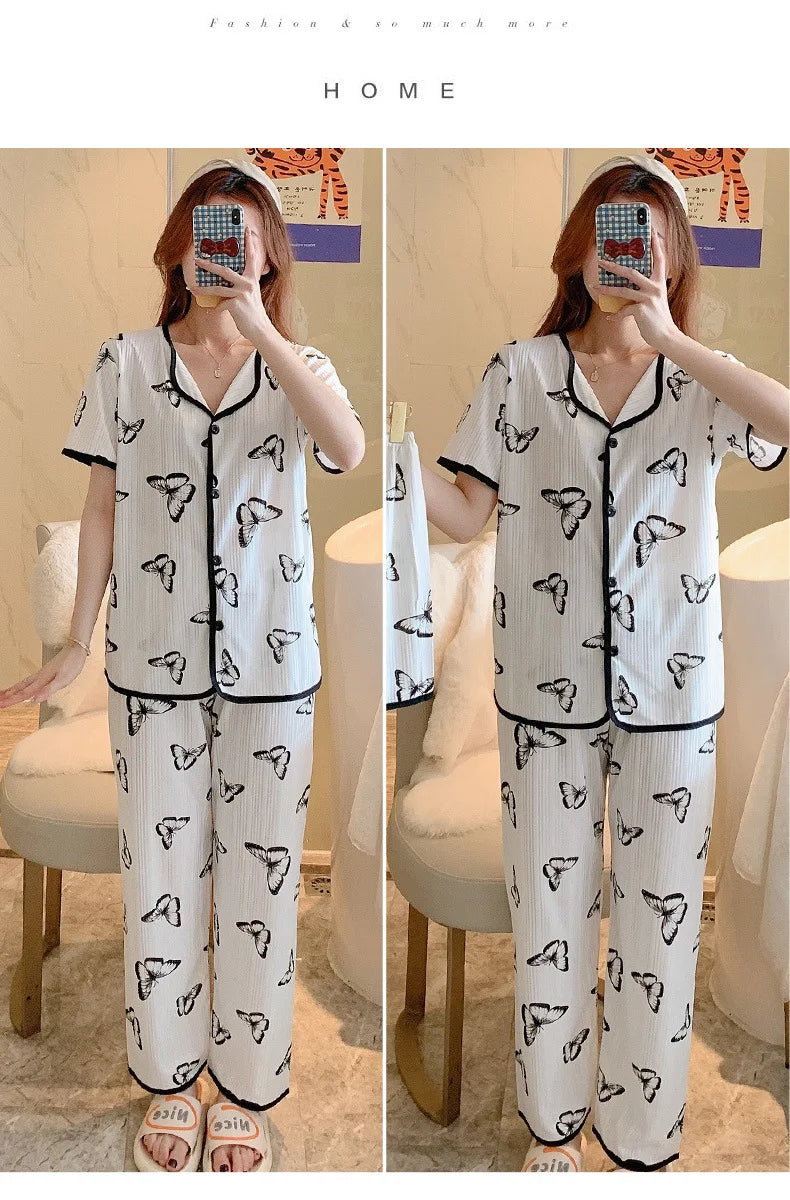 2023 neue Damen dreiteilige Pyjamas Frauen bedruckte Pyjamas Home Sets Pyjama Sets süße Mädchen Homewear.