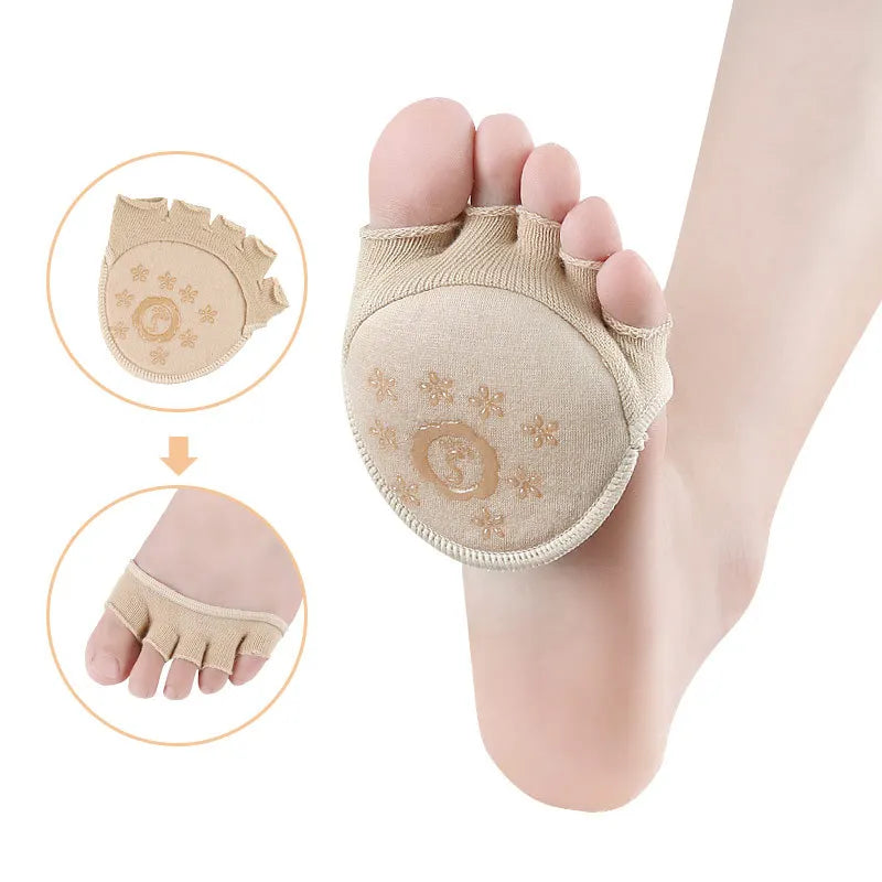 2Pcs=1Pair Toe Separator Foot Care Half Insoles Five Finger Socks Pads Bunion Sleeve Protector Hallux Valgus Forefoot For Women.