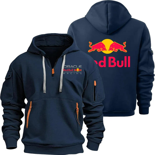 Red Bull Logo Motorcycle Racing Team Men Half Zipper Hoodie Spring Autumn Male Sweatshirt 2025 New Fashion Pullover Clothes Tops.
