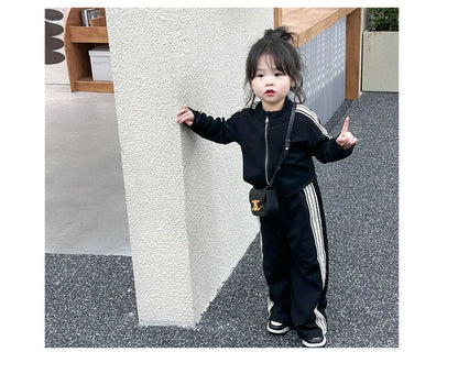 Girls Spring Sets Toddler New Autumn Sports Casual Suits Kids Long-sleeved Jacket+Pants 2Pcs Outfits Children Loose Clothing Set