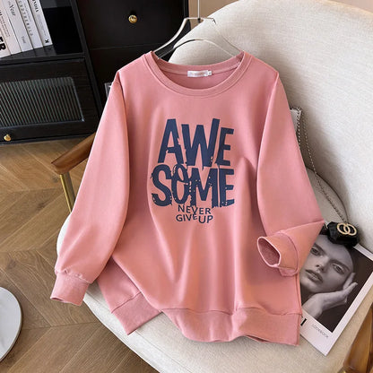 170kg plus size Damen büste Frühling Herbst Winter lose O-Neck Sweatshirt Langarm lässig Top 6xl 7xl 8xl 9xl 10xl 11xl