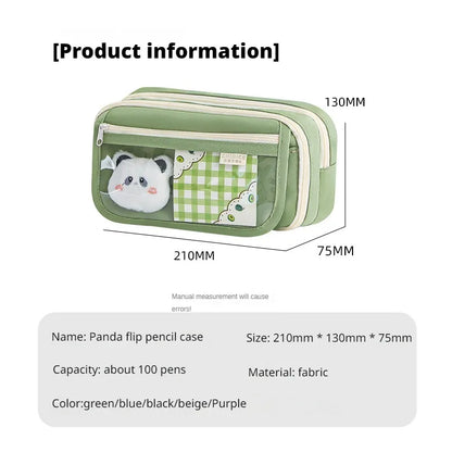 9-lagiges Feder mäppchen mit großer Kapazität, transparentem Fach und Magnet knopf zum Abrufen.