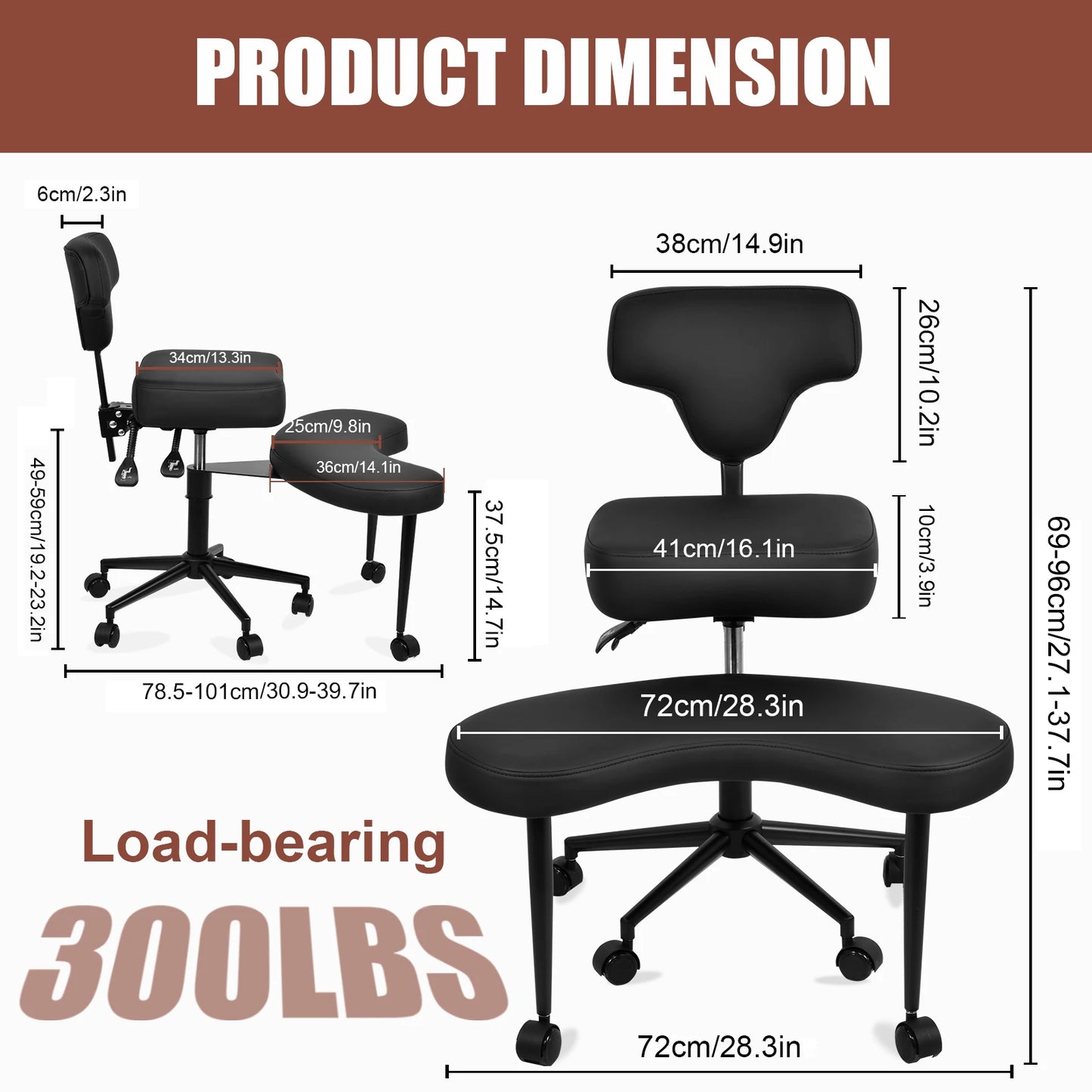 Meditationsstuhl, Relaxsessel mit Rollen, höhenverstellbarer Sitz mit Lordosenstütze |   für Erwachsene Zappeln und Yoga