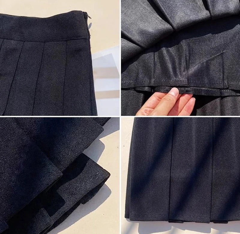 Faux Wool Pleated Skirts for Women Y2K Autumn Winter High Waist Preppy Woolen Jk Dance Skirt Korean Streetwear Female Mini Skirt.
