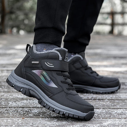 Unisex Winter Cotton Shoes Thick Soled Leather Warm Comfortable Snow Walking Casual Shoes Lightweight Outdoor High Top Boots.