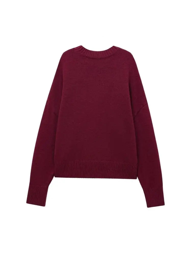 TRZA-Damen Soft Touch Übergroßer Strickpullover, O-Ausschnitt, lange Ärmel, weibliche Pullover, schicke Tops, Mode.