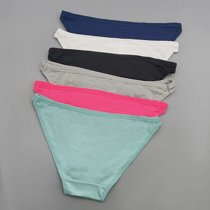 Moonflame 12Pcs Wholesale Women Cotton Panties Sexy Low-Waist Lingerie Female Elastic Soft Underwear Solid Color Underpant.
