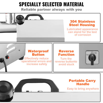 SucceBuy Electric Meat Grinder Food Processors Sausage Maker Filler Mincer Stuffer Stainless Steel with 2 Blades for Kitchen.