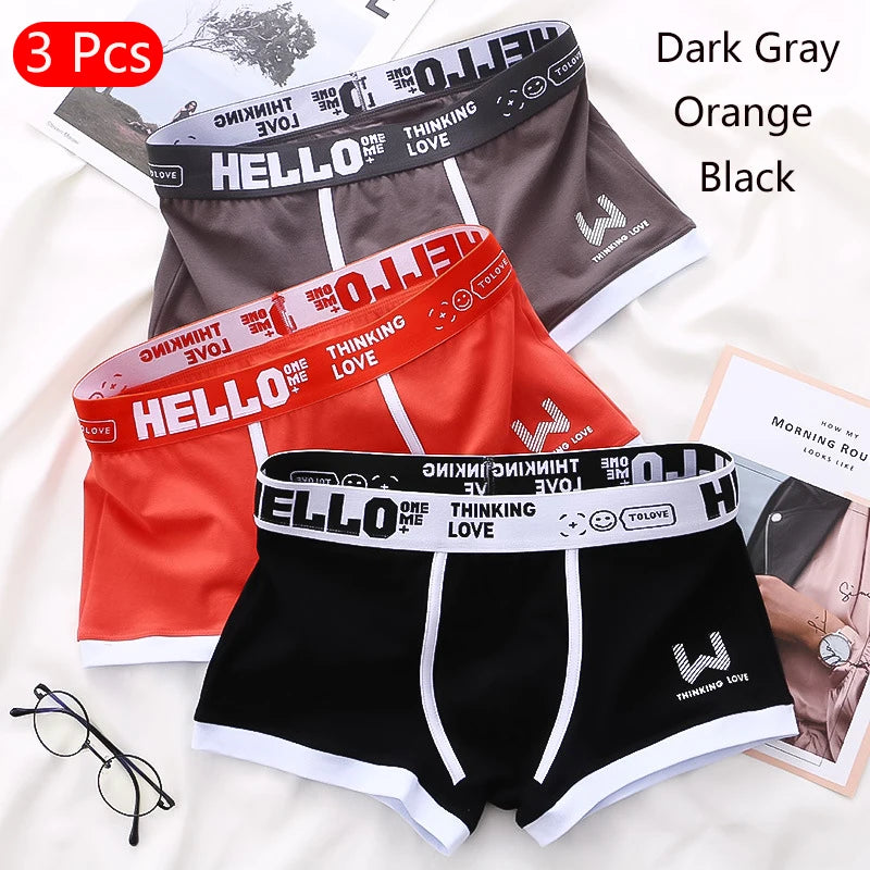 1/3PCS männer Boxer Baumwolle Shorts Höschen Weichen Brief Gürtel Atmungs Mode Sport Männer Boxer Mid-taille vier Ecke Hosen