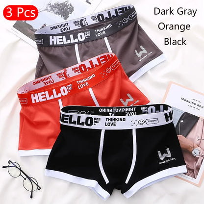 1/3PCS männer Boxer Baumwolle Shorts Höschen Weichen Brief Gürtel Atmungs Mode Sport Männer Boxer Mid-taille vier Ecke Hosen