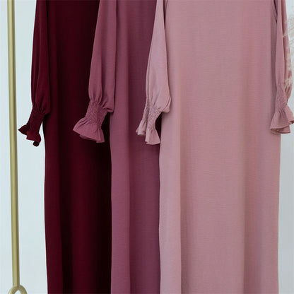 Eid Jersey Solid Modest Under Abaya Dubai 2024 Palestine Women Islamic Clothing Muslim Kaftan Inner Dresses Robe Femme Musulmane