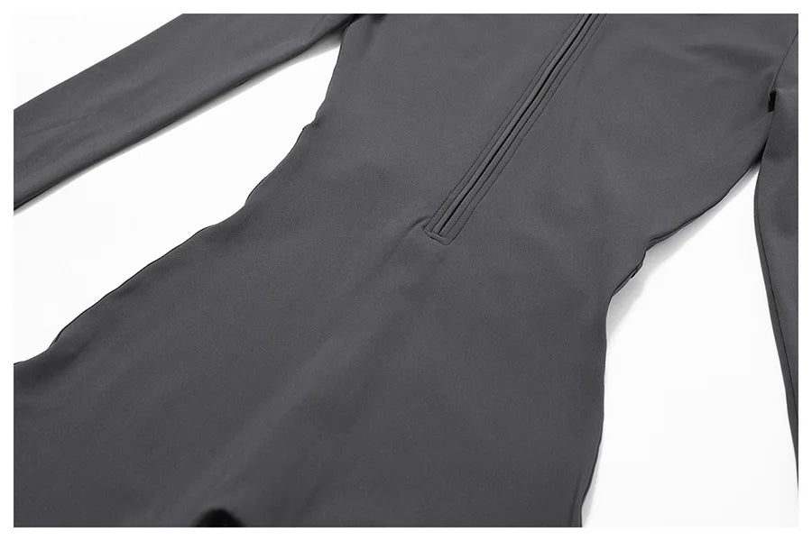 Zipper Workout Jumpsuit Sports Overalls Women Gym Clothing Running Long Sleeves Fitness Gym Tracksuit Short Sportswear Yoga Set