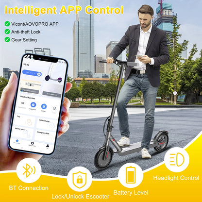 Dual Brake Electric Scooter with Seat Storage Bag 350W Powerful Motor Fast Speed 31KM/H on APP 36V 8.5 Inch Tire Adults Escooter.