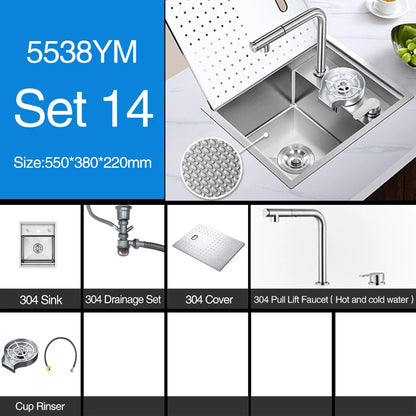 SUS 304 Island Hidden Kitchen Sink Rice Grain Embossing Prevent Scratches Handmade Bar Counter kitchen Sink With Cup Rinser