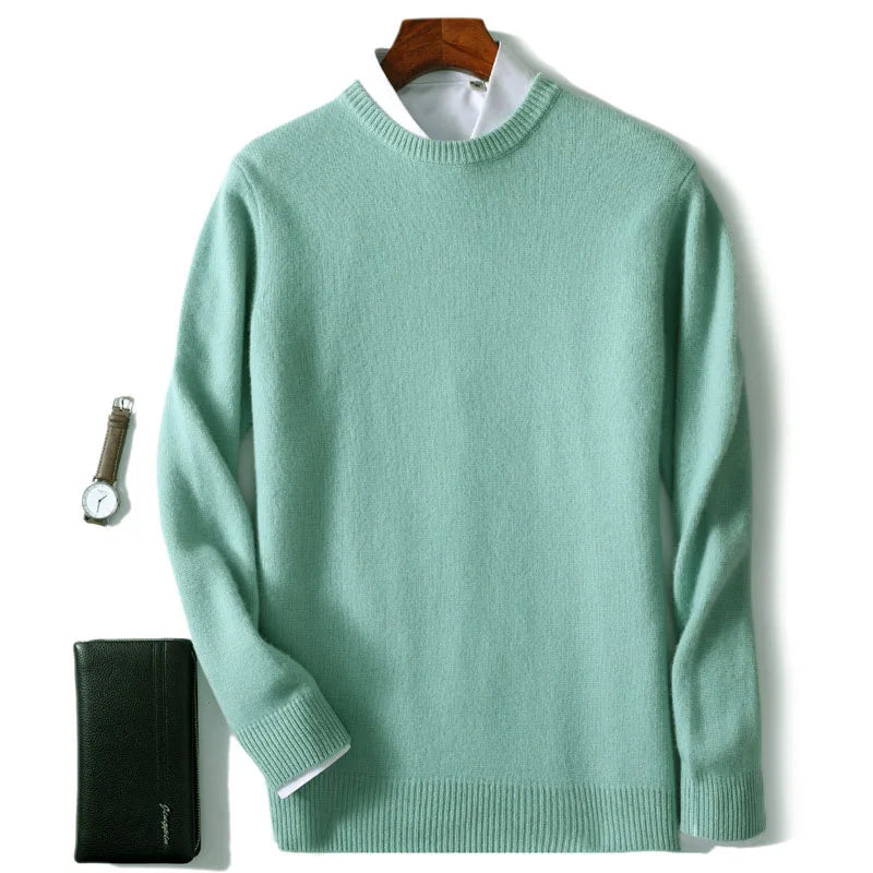 Men Cashmere Sweater O-neck Soft Warm Pullovers Male Loose Knitted Shirt Autumn Winter Korean Casual Jumper Pull Homme 17colors