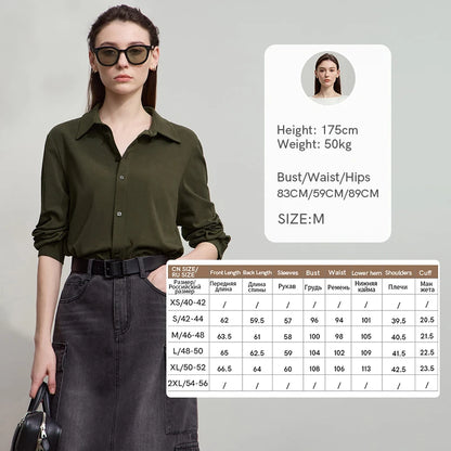 AMII Office Lady Shirt 2025 Autumn New Minimalism thick Long Sleeves Blouse Elastic Cotton Lapel Women's Clothing 12553079