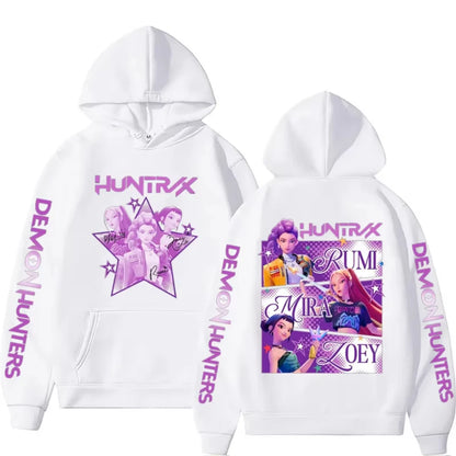 Kpop Demon Hunters Fanmerch Mira Rumi Zoey Huntrix Male Hoodie Harajuku Pullover Tops Man Woman Sweatshirt Fans Gift.