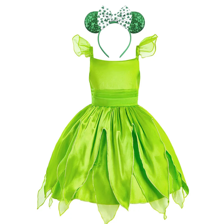3-10 Jahre Kinder Feenkleid Kinder Cosplay Abend Fantasie Baby Rüschen Karneval Kostüm Prinzessin Grün Party Kleidung 2023 Neu.