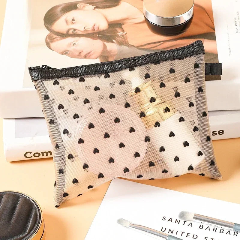 Women Mesh Cosmetic Bag Travel Storage Makeup Bag Organizer Female Make Up Pouch Portable Small Large Toiletry Beauty Case