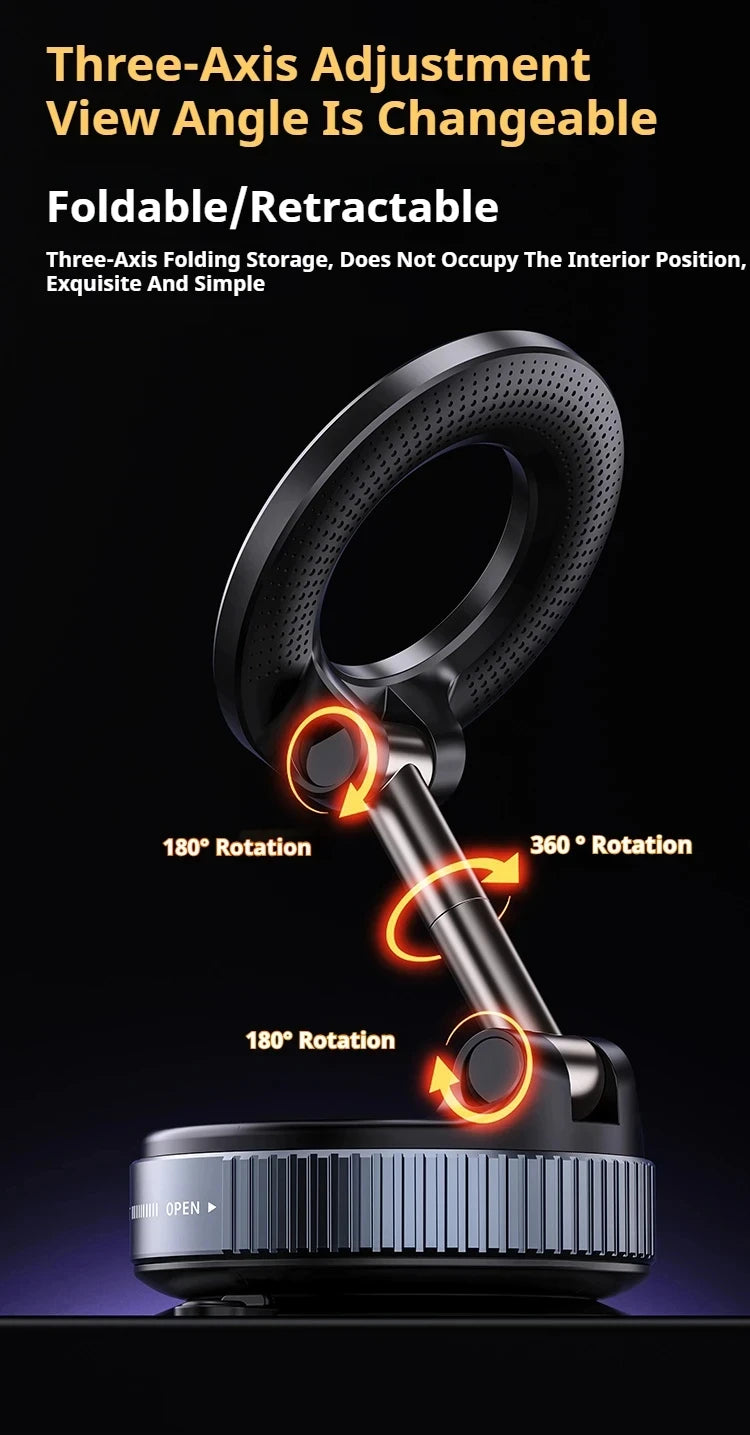 Xiaomi Magsafe Car Phone Holder Suction Cup Vacuum Magnetic Phone Stand 360° rotatable and Foldable Suction Cup Phone Holder.