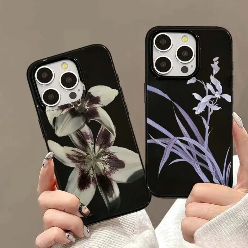 Lily Orchid Flower Print Soft Phone Case For iPhone 16 15 14 13 12 11 Pro Max XS XR X 7 8 Plus SE 2020 2022 Shockproof Cover.