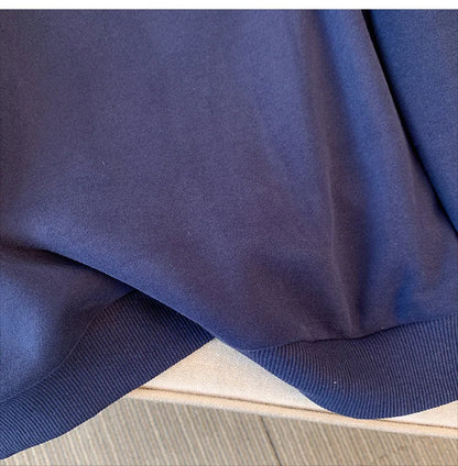 150kg plus size Damen büste Herbst Winter lose Rundhals ausschnitt Fleece warmes Sweatshirt bedrucktes Oberteil blau 5xl 6xl 7xl 8xl 9xl.