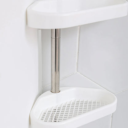 Spannungsstange für die Eckdusche im Badezimmer, rostfrei, Teleskopstange, 4-stufiges Aufbewahrungsregal, Dusch-Organizer, Dekorregal aus Edelstahl